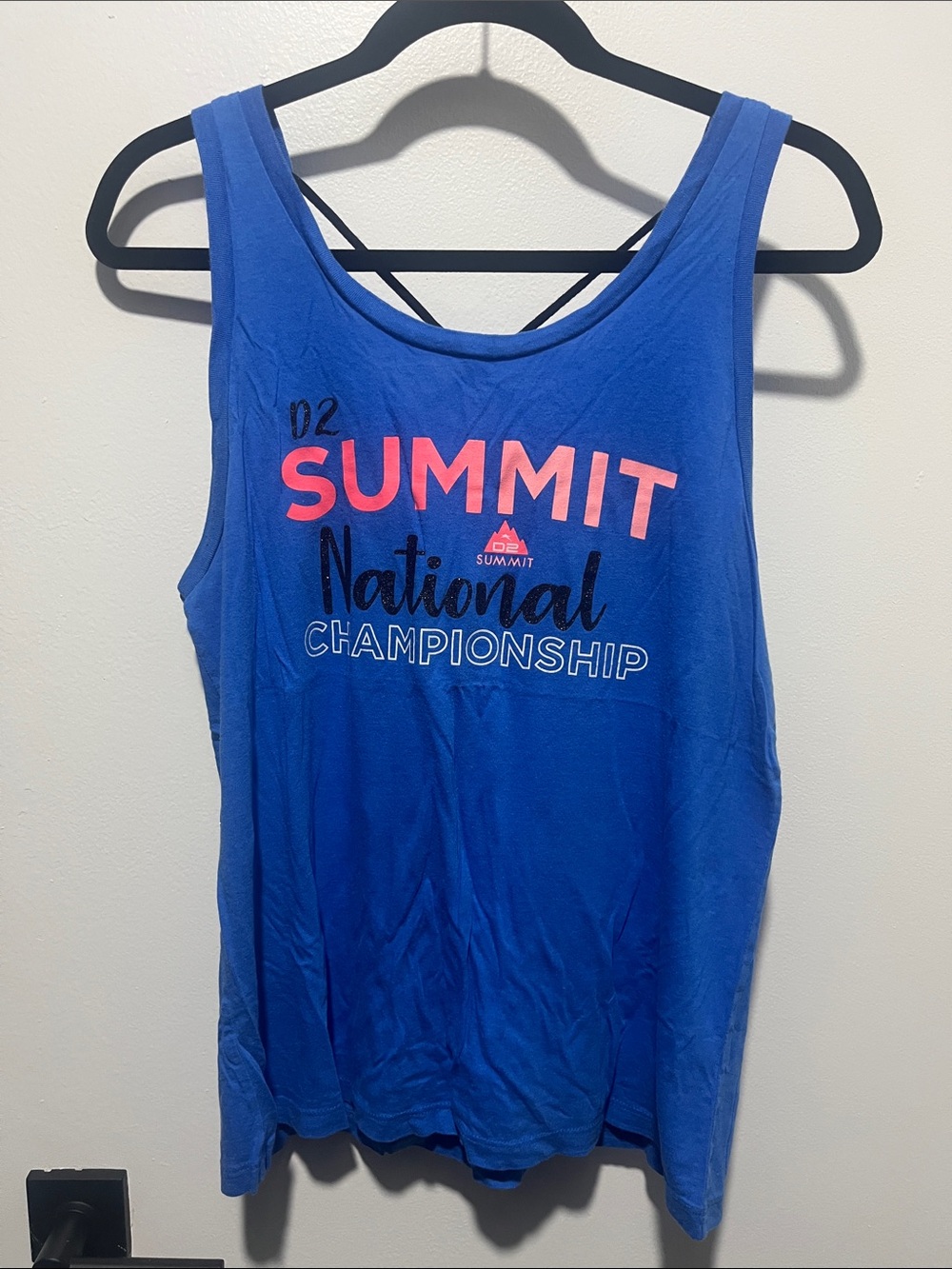 Varsity Blue Tank with Coral Summit Print